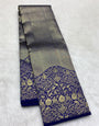 Pretty Royal Blue Pure Zari Weaving Banarasi Silk Saree With Deserving Blouse Piece