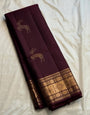 Epiphany Wine Pure Zari Weaving Banarasi Silk Saree With Trendy Blouse Piece
