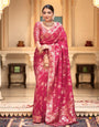 Precious Dark Pink Soft Silk Saree With Demure Blouse Piece