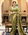 Refreshing Mehndi Soft Silk Saree With Excellent Blouse Piece