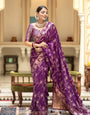 Deserving Purple Soft Silk Saree With Flameboyant Blouse Piece