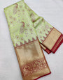 Most Pista Pista Soft Silk Saree With Tantalizing Blouse Piece