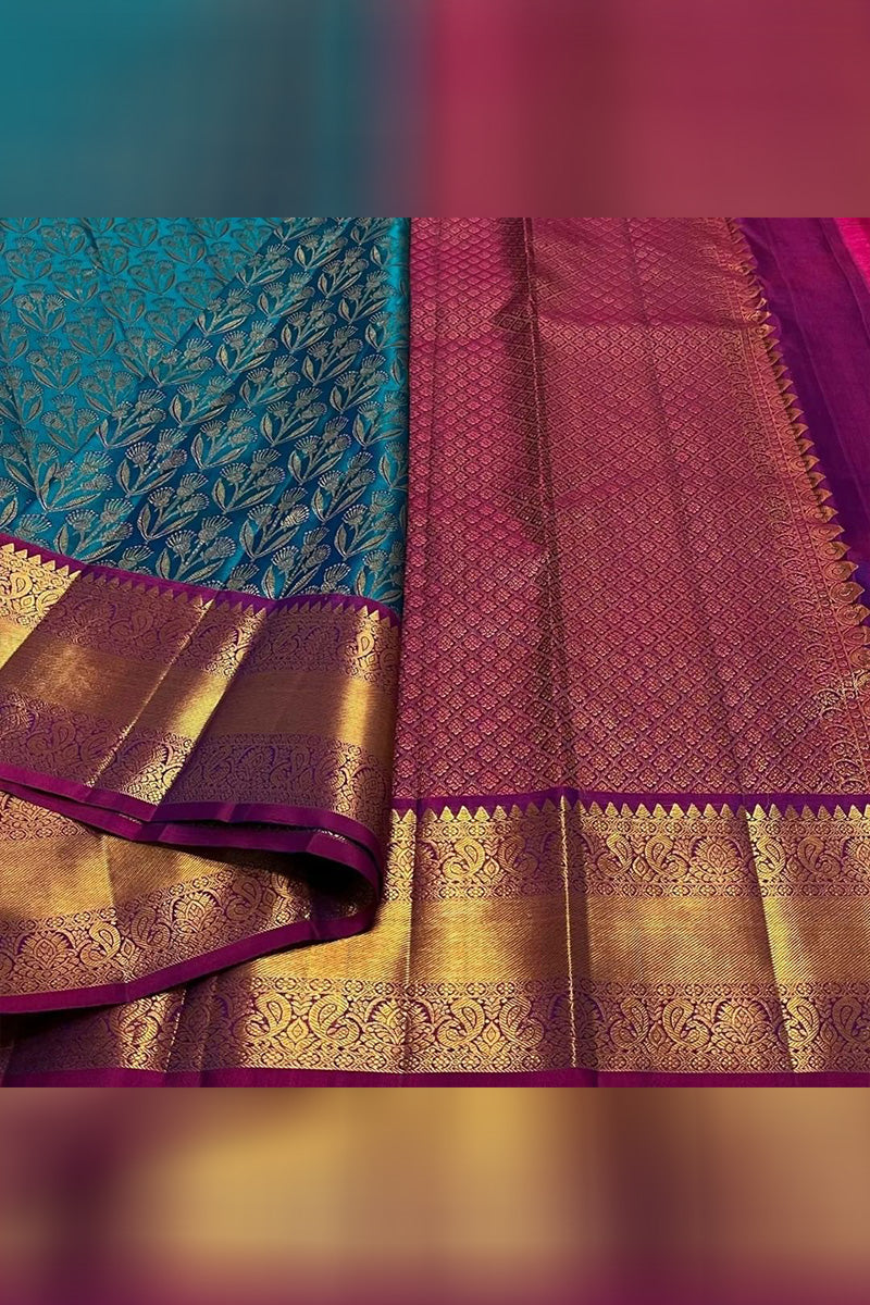 Palimpsest Rama Soft Silk Saree With Quixotic Blouse Piece