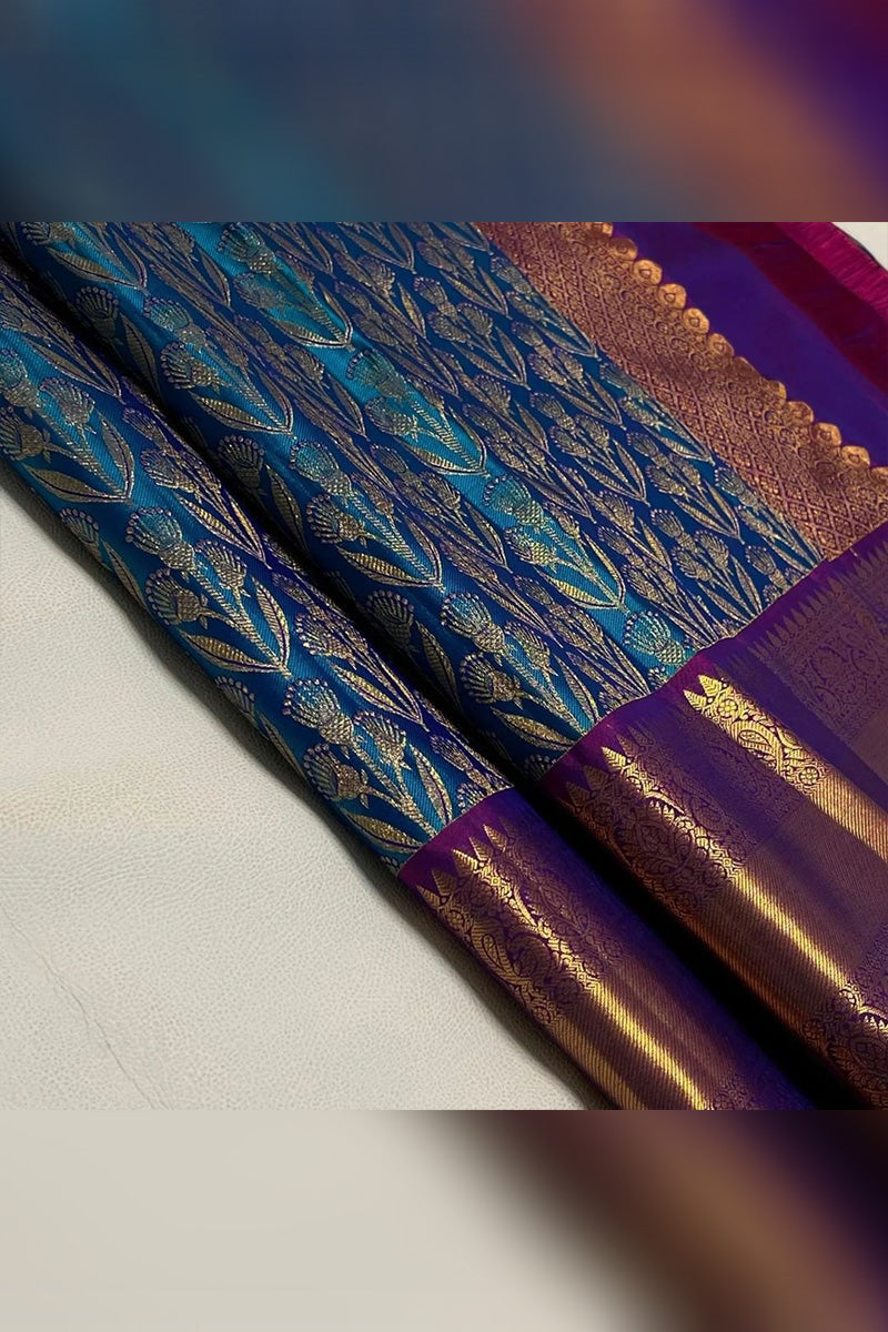 Palimpsest Rama Soft Silk Saree With Quixotic Blouse Piece