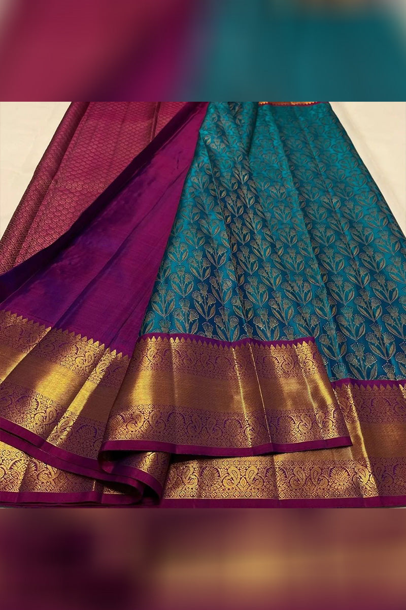 Palimpsest Rama Soft Silk Saree With Quixotic Blouse Piece