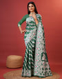 Artistic Green Cotton Silk Saree With Grandiose Blouse Piece