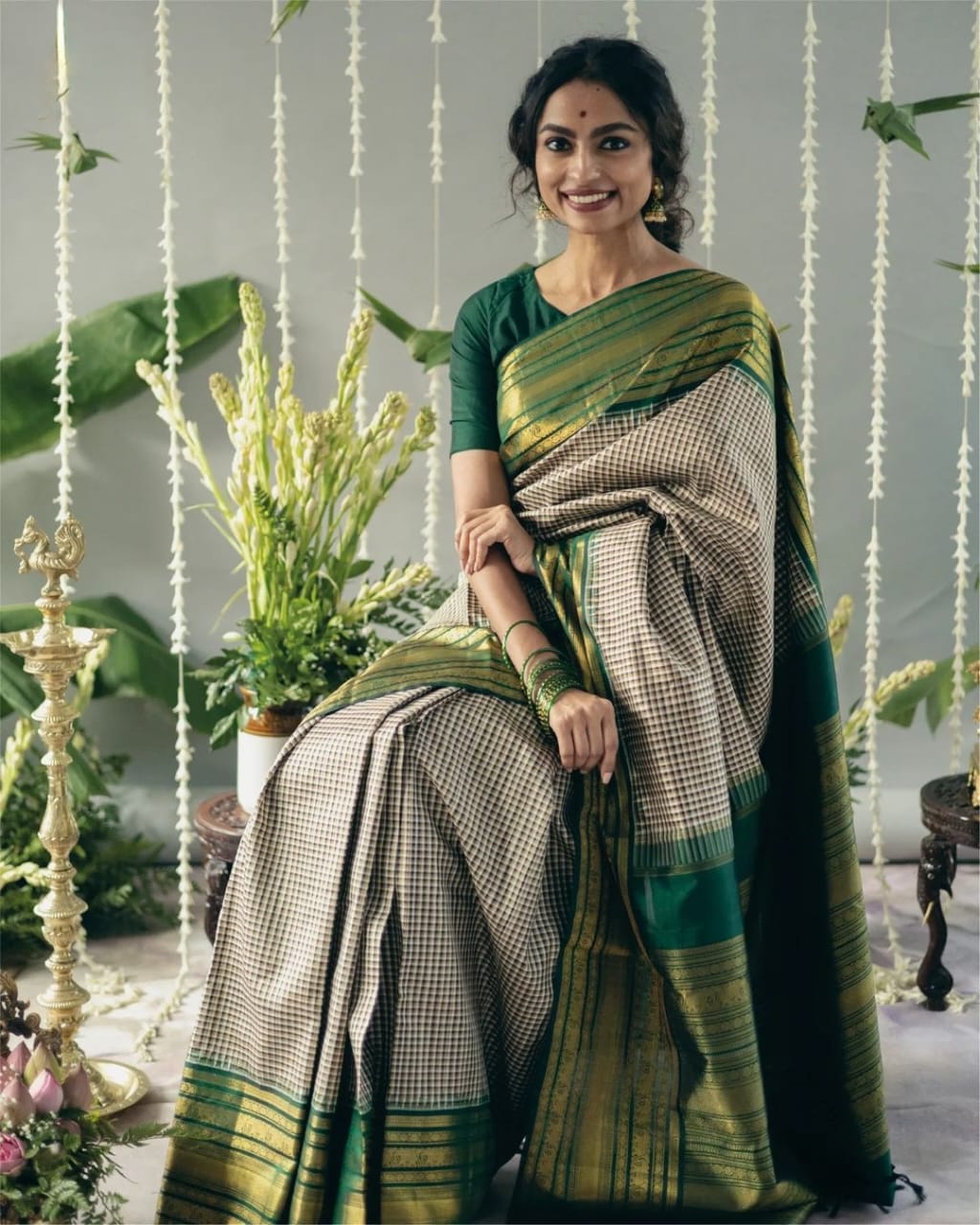 Charming Grey Soft Silk Saree With Fairytale Blouse Piece