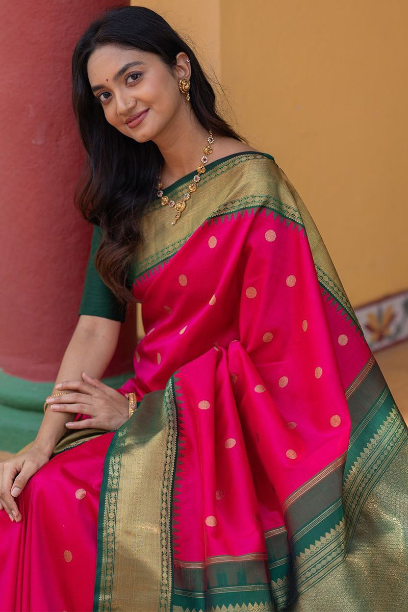 Demure Dark Pink Soft Silk Saree With Gratifying Blouse Piece