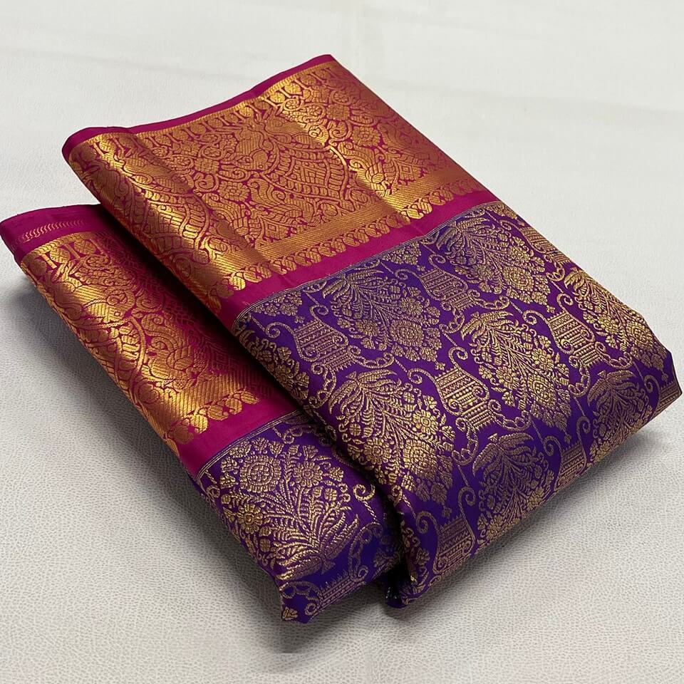 Propinquity Purple Soft Banarasi Silk Saree With Confounding Blouse Piece