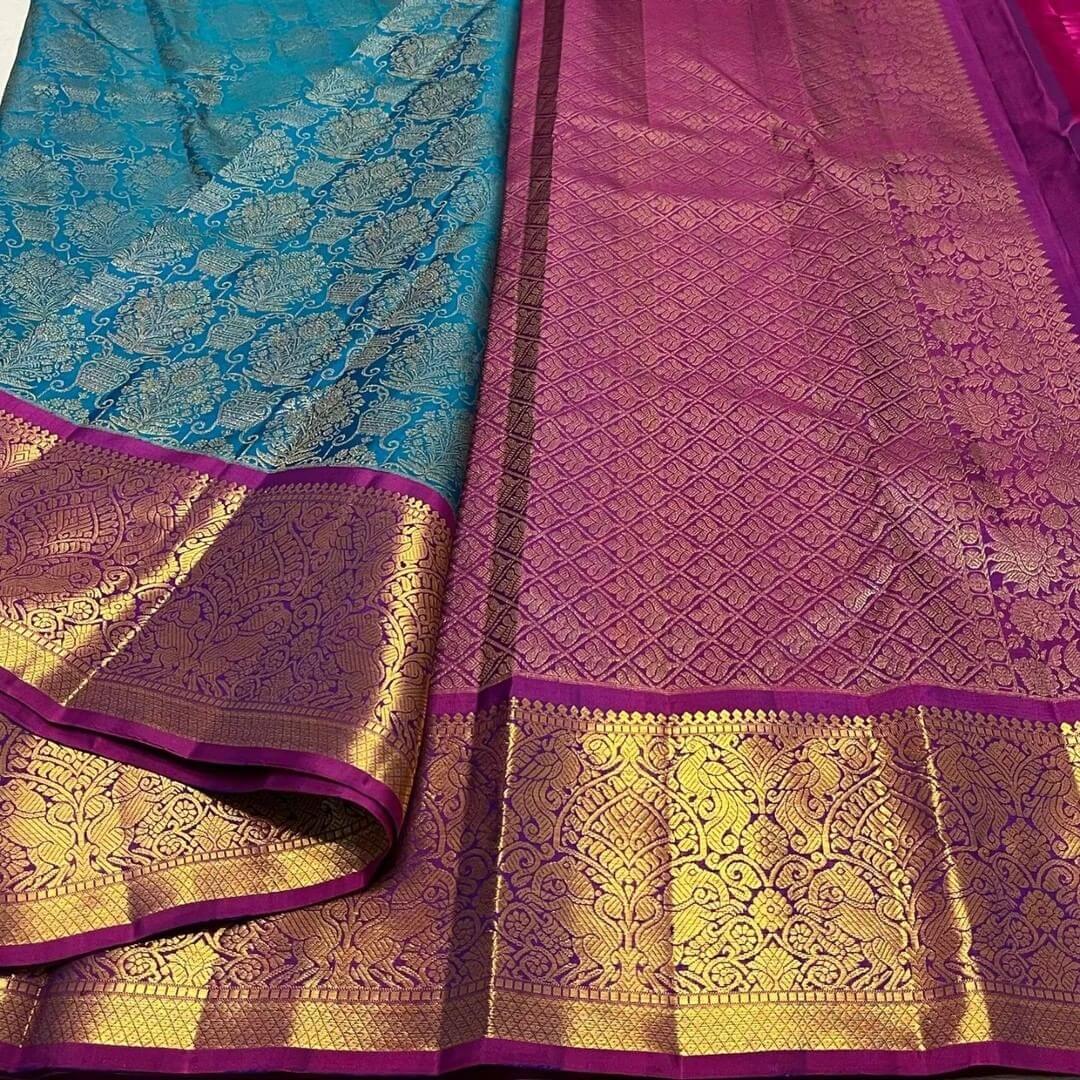 Exuberant Rama Soft Banarasi Silk Saree With Jubilant Blouse Piece