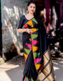 Marvellous Black Soft Silk Saree With Glowing Blouse Piece