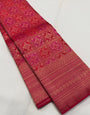 Classic Dark Pink Soft Banarasi Silk Saree With Elision Blouse Piece