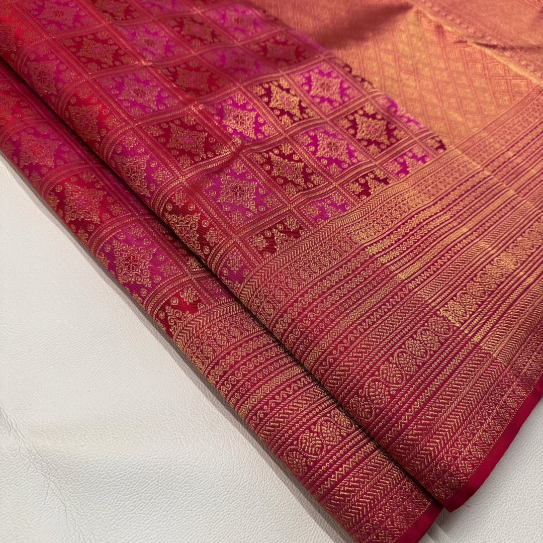 Classic Dark Pink Soft Banarasi Silk Saree With Elision Blouse Piece