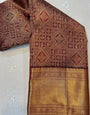 Winsome Maroon Pure Zari Weaving Banarasi Silk Saree With Fragrant Blouse Piece