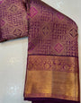 Magnetic Purple Pure Zari Weaving Banarasi Silk Saree With Fugacious Blouse Piece