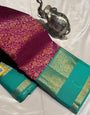 Gorgeous Purple Pure Zari Weaving Banarasi Silk Saree With Proficient Blouse Piece