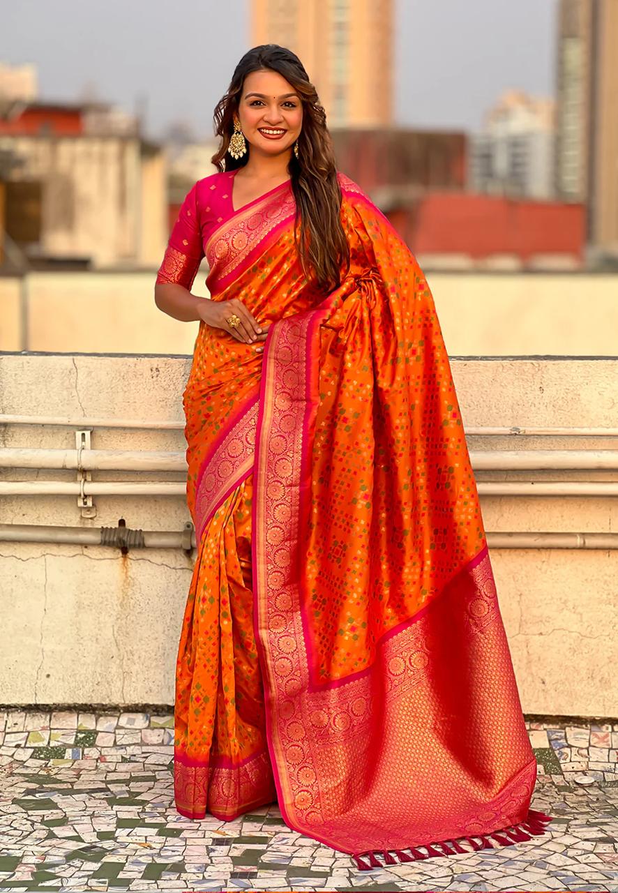 Extraordinary Orange Soft Silk Saree With Stylish Blouse Piece