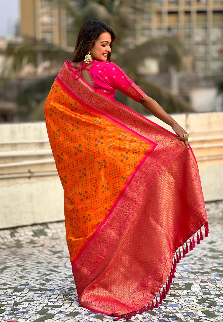 Extraordinary Orange Soft Silk Saree With Stylish Blouse Piece