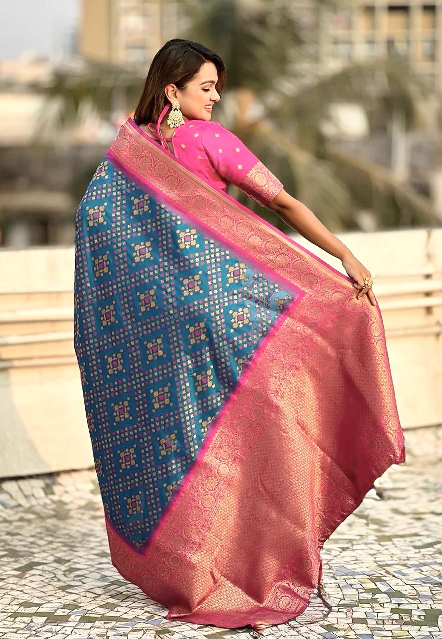 Vivacious Rama Soft Silk Saree With Radiant Blouse Piece
