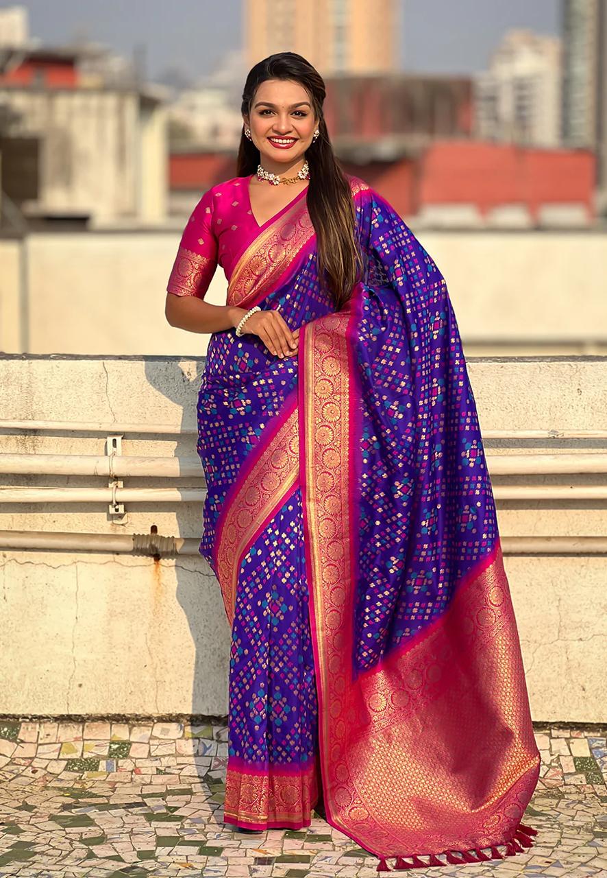 Amiable Royal Purple Soft Silk Saree With Profuse Blouse Piece