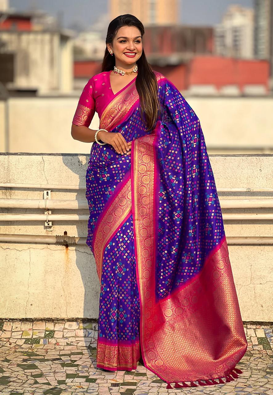 Amiable Royal Purple Soft Silk Saree With Profuse Blouse Piece
