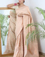 Chatoyant Beige Kanjivaram Silk Saree With Redolent Blouse Piece