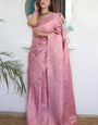 Extraordinary Pink Kanjivaram Silk Saree With Desiring Blouse Piece