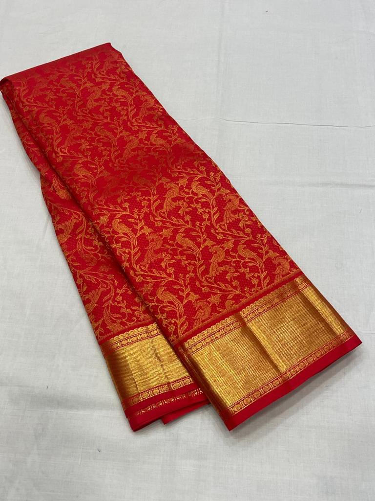 Sizzling Red Soft Banarasi Silk Saree With Preferable Blouse Piece