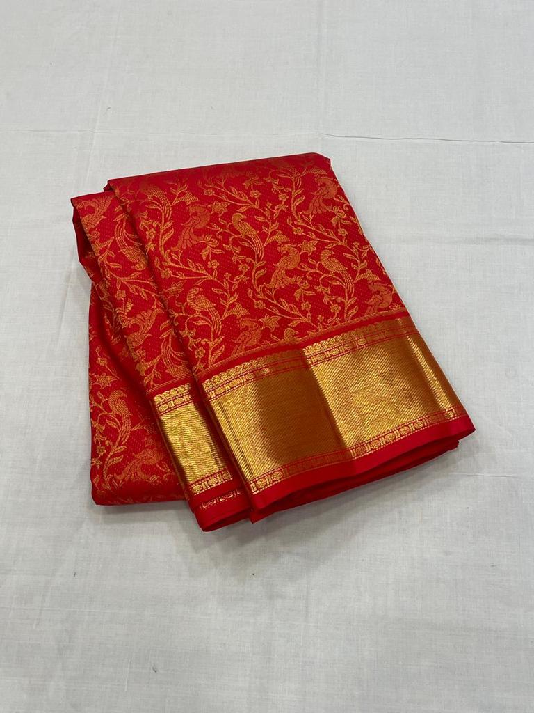 Sizzling Red Soft Banarasi Silk Saree With Preferable Blouse Piece