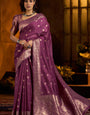 Prominent Purple Soft Banarasi Silk Saree With Jazzy Blouse Piece