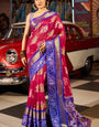 Beguiling Dark Pink Patola Silk Saree with Denouement Blouse Piece