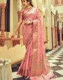 Ratatouille Pink Soft Banarasi Silk Saree With Comely Blouse Piece