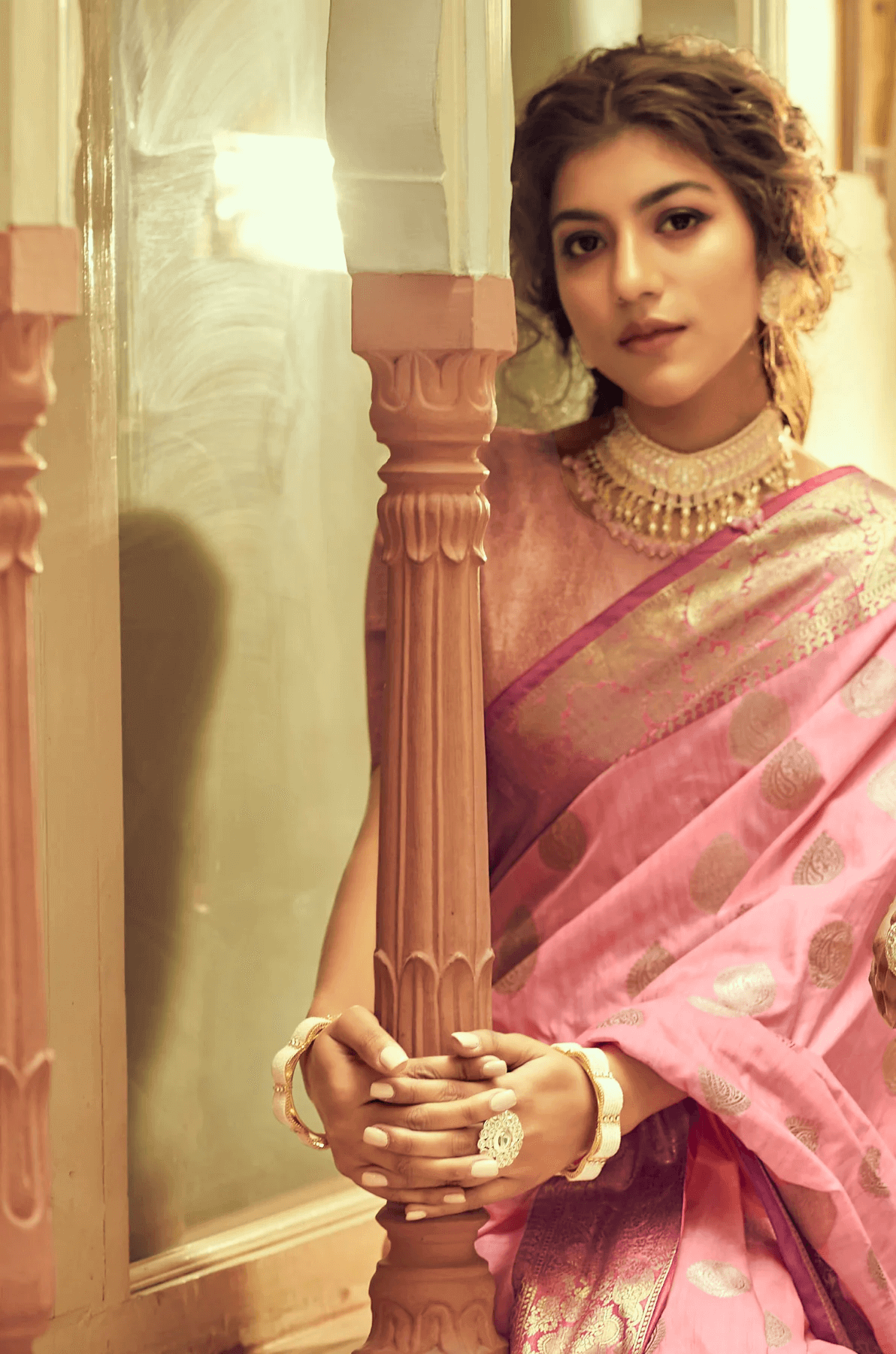 Ratatouille Pink Soft Banarasi Silk Saree With Comely Blouse Piece