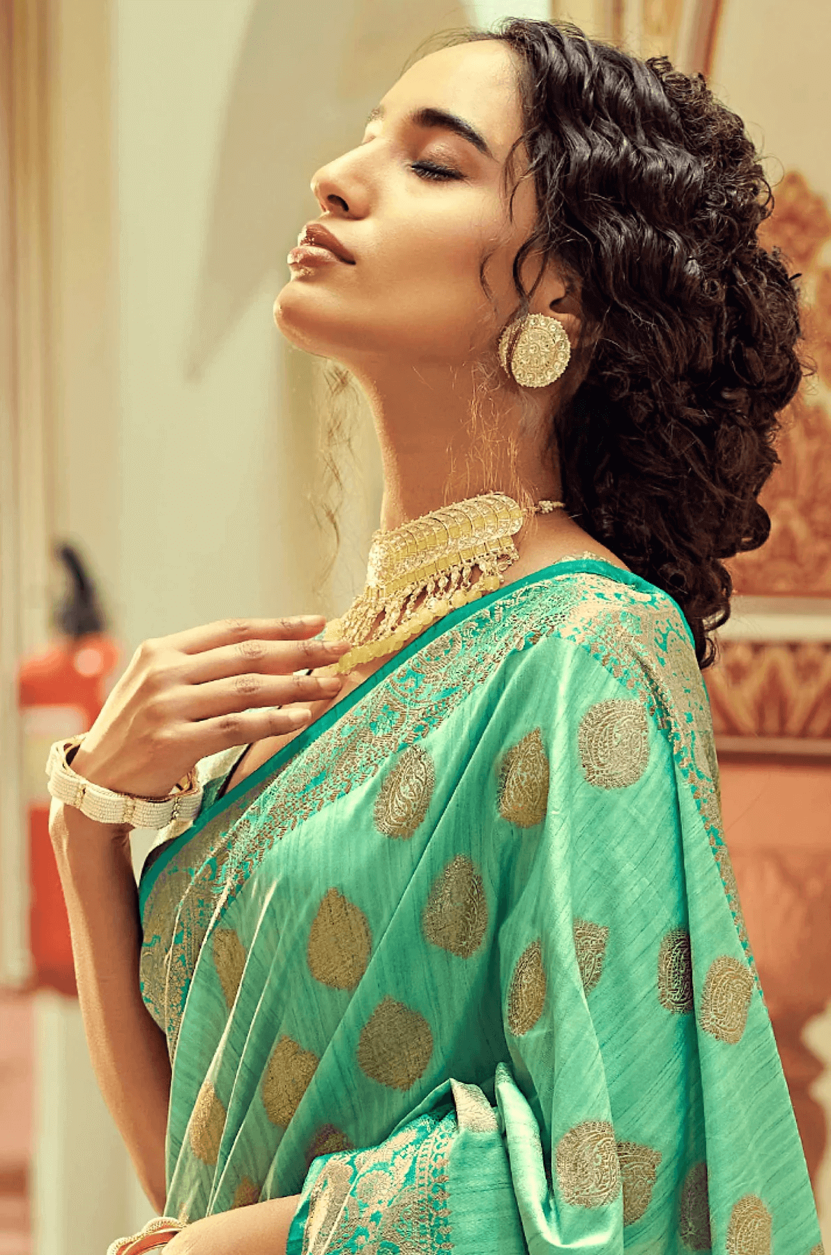 Tempting Sea Green Soft Banarasi Silk Saree With Flameboyant Blouse Piece