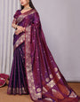 Desuetude Wine Soft Banarasi Silk Saree With Jubilant Blouse Piece