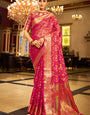 Classy Dark Pink Organza Silk Saree With Moiety Blouse Piece