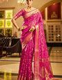 Sonorous Magenta Organza Silk Saree With Pretty Blouse Piece