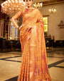 Elision Orange Organza Silk Saree With Eye-catching Blouse Piece