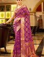Charming Purple Organza Silk Saree With Lassitude Blouse Piece