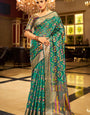 Exquisite Rama Organza Silk Saree With Nebula Blouse Piece