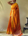 Ebullience Mustard Patola Silk Saree with Tremendous Blouse Piece