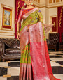 Epiphany Mehndi Soft Banarasi Silk Saree With Admirable Blouse Piece