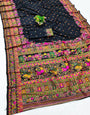 Dalliance Black Nylon Dola Pashmina Saree With Ravishing Blouse Piece