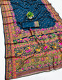 Verdant Blue Nylon Dola Pashmina Saree With Scintillating Blouse Piece