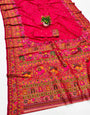 Magnificat Dark Pink Nylon Dola Pashmina Saree With Gratifying Blouse Piece