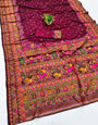 Palimpset Wine Nylon Dola Pashmina Saree With Beauteous Blouse Piece