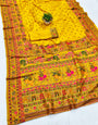 Impressive Yellow Nylon Dola Pashmina Saree With Sizzling Blouse Piece