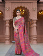 Woebegone Grey Pashmina Saree With Flamboyant Blouse Piece