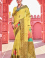 Scintilla Yellow Cotton Silk Saree With Cynosure Blouse Piece