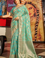 Gleaming Sea Green Soft Banarasi Silk Saree With Radiant Blouse Piece